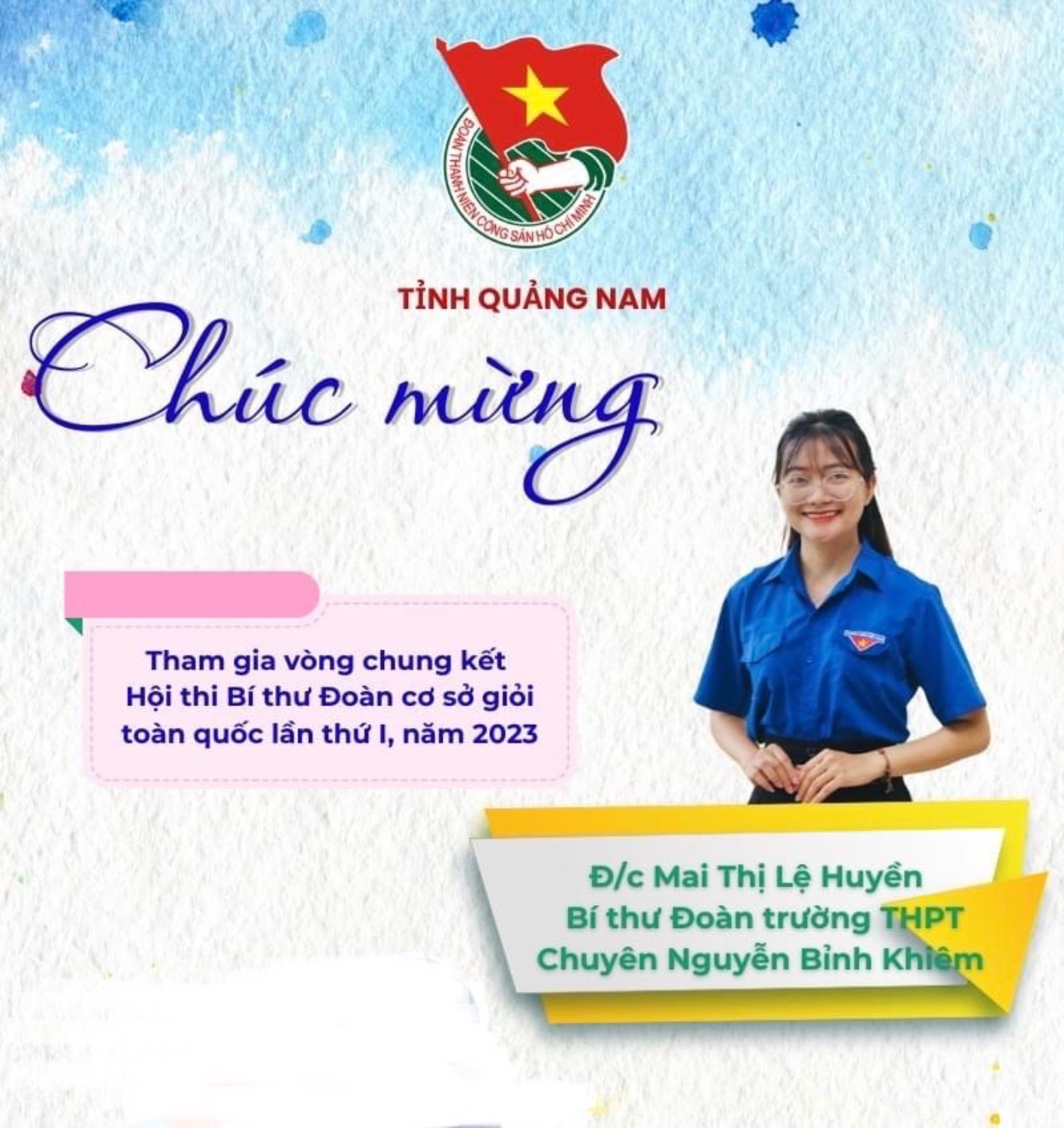 Thí sinh Mai Thị Lệ Huyền-Bí thư Đoàn trường THPT chuyên Nguyễn Bỉnh Khiêm