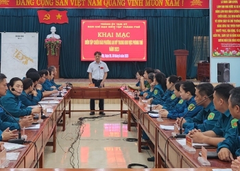 Đồng chí Nguyễn Duy Ân phát biểu khai mạc diễn tập