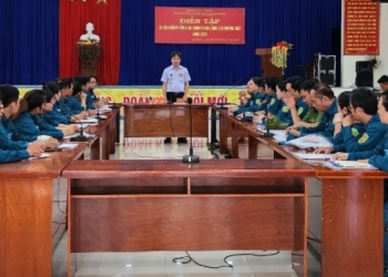 Đồng chí Nguyễn Duy Ân phát biểu chỉ đạo diễn tập
